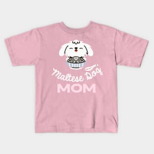 Maltese Dog Mom Dog Owner Retro Dog Mother Kids T-Shirt